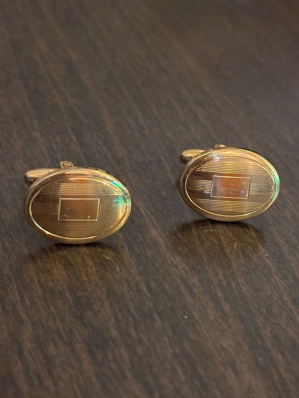 Spidel signed vintage gold tone oval cufflinks